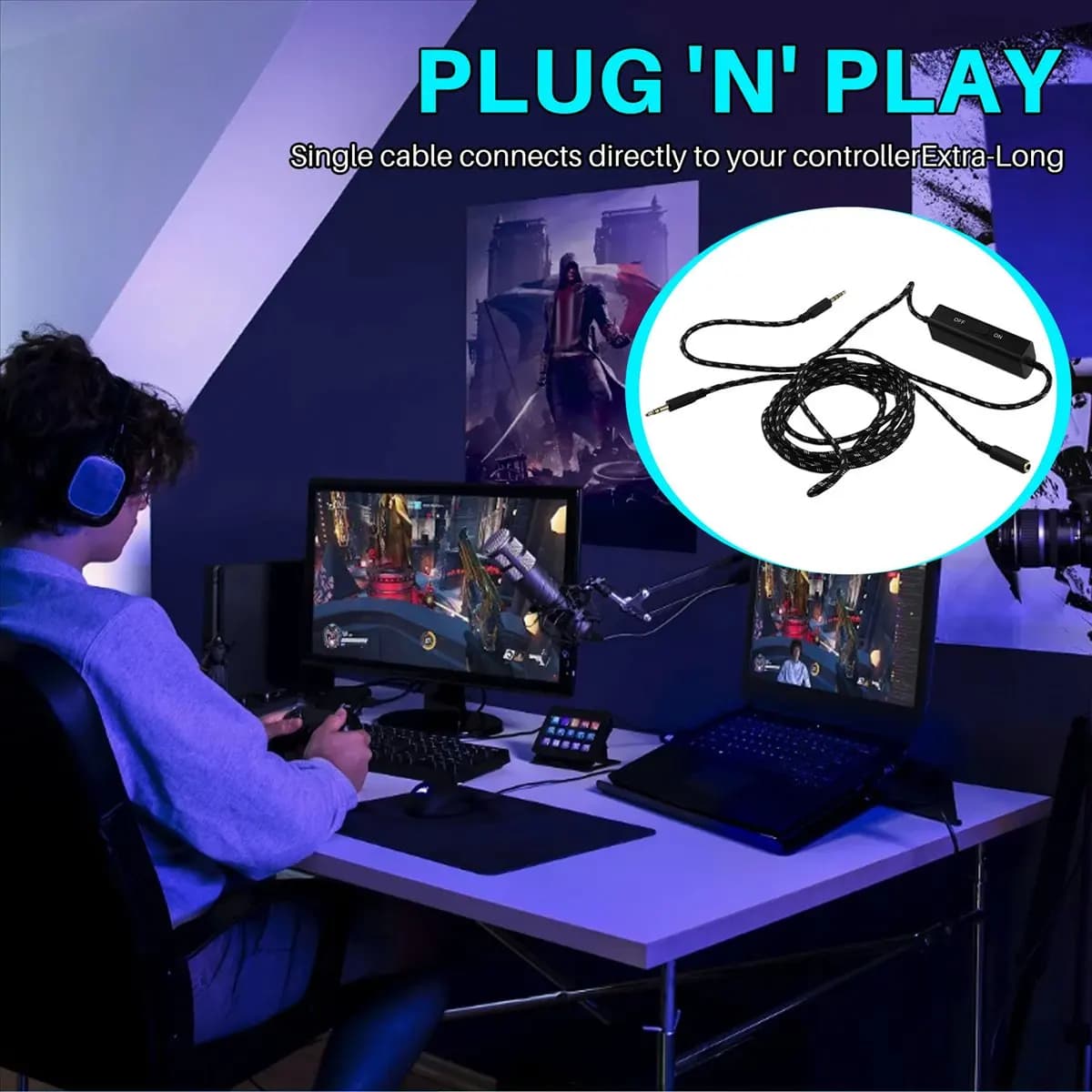 [B63C] Cavo Chat Link Pro per linea di riduzione del rumore per Elgato HD60 X, HD60S Scheda di acquisizione Adattatore per chat Sostituzione per Xbox One