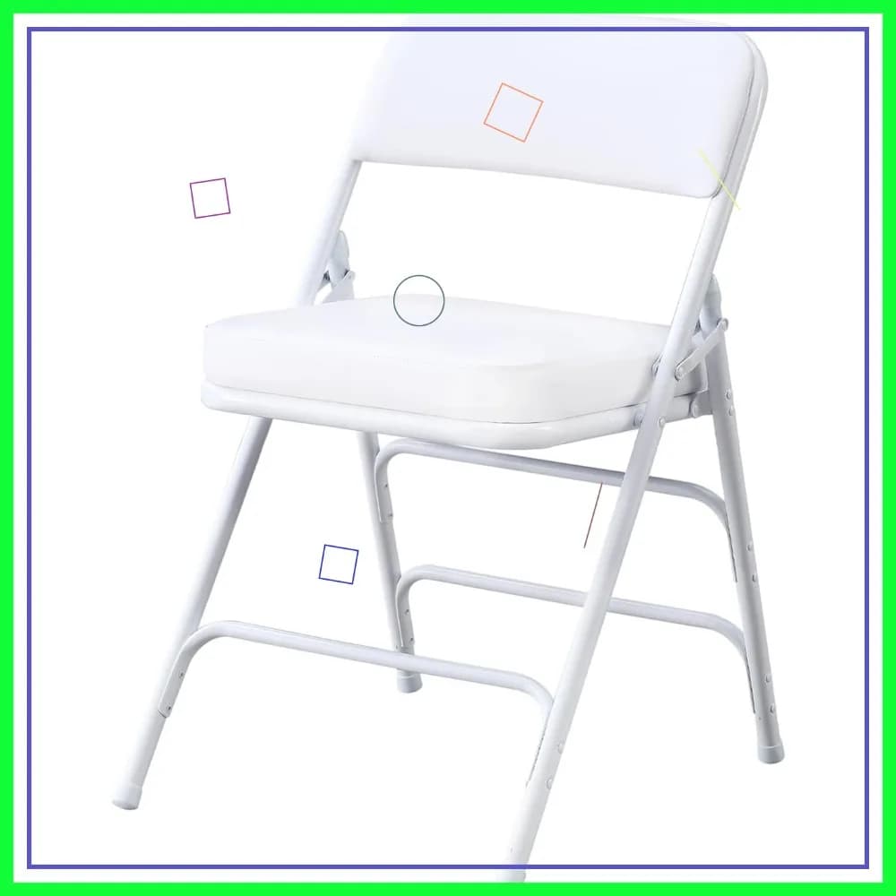 Comfortable folding chairs in vinyl padded metal with ultra thick cushion for indoor use - White