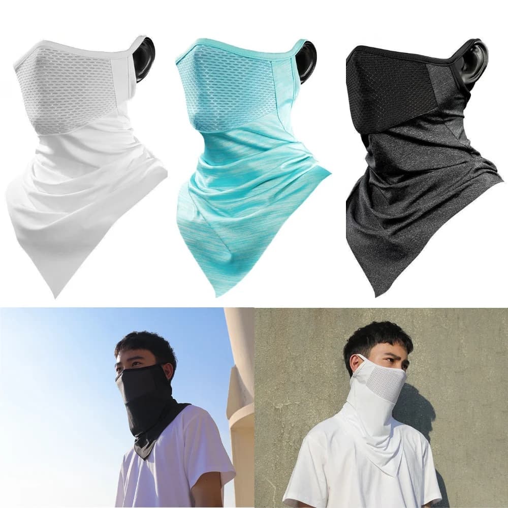 Summer cycling headscarf, ice silk neck cover, bicycle triangle towel, outdoor sun protection face towel, cycling mask