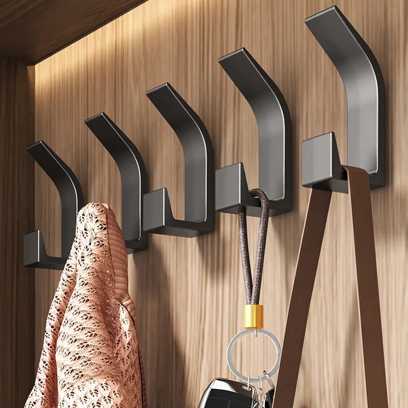 5 pieces of wall-No-Drill adhesive hooks, multipurpose kitchen, bathroom-resin Abs durable, ideal for clothes and hats