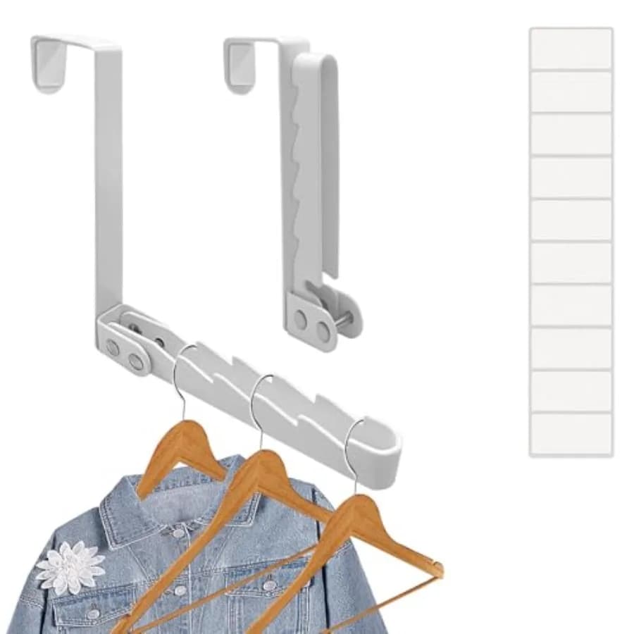 Set di 2 Stendibiancheria da Appendere Sopra la Porta, Organizzatore Pieghevole con Ganci, Stendibiancheria Salvaspazio