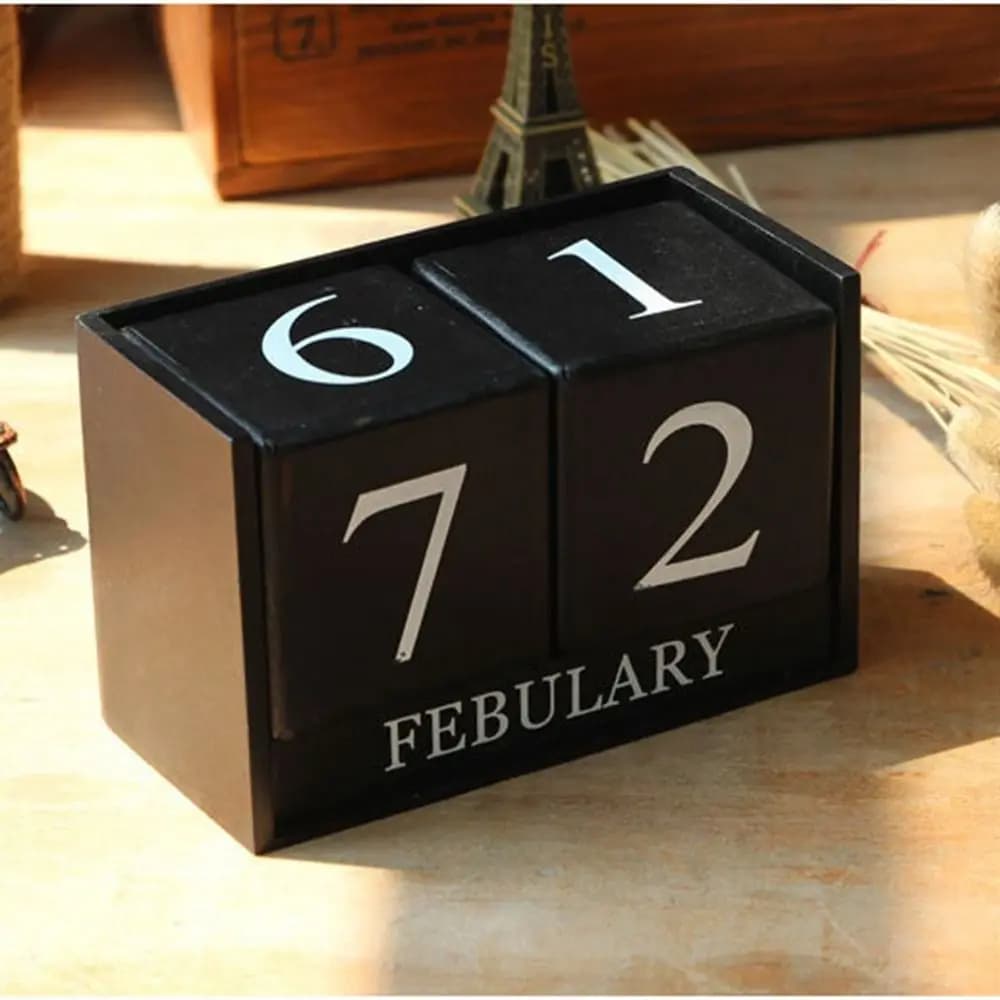 Calendario perpetuo in legno MDF Blocchi eterni Display mensile Blocchi di costruzione Calendario Calendario perpetuo Stile pastorale