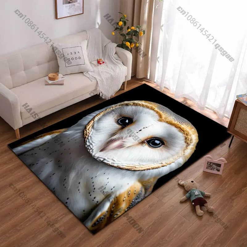Majestic owl close up carpet Yoga living room room decor children's crawling mat doormat area rug games mat