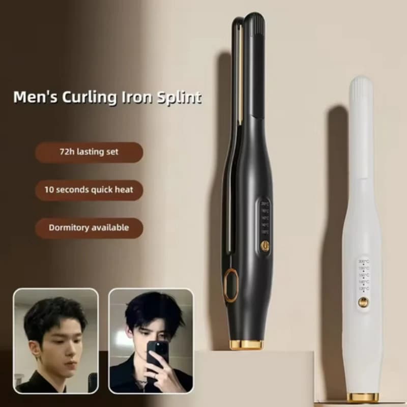 Iron hair curler and double function hair plate with adjustable temperature for men, short and voluminous hair styling tool