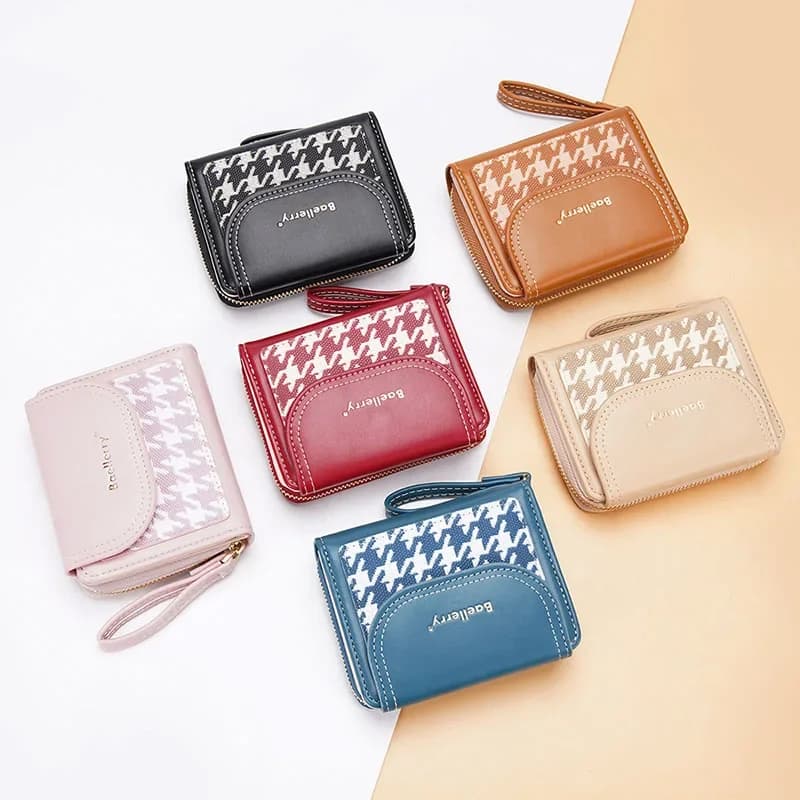 2025 Houndstooth Fashion Women Wallet Zipper Hasp Small Slim Coin Pocket Purse Women Wallets Card Holders Wallets Designer Purse