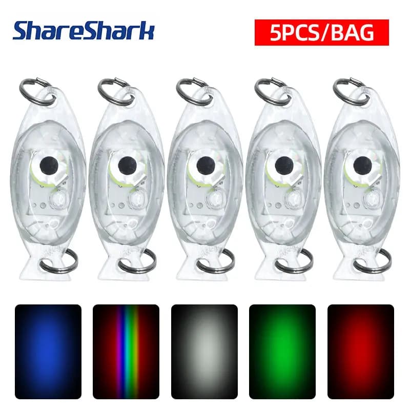 ShareShark 5 pezzi luce da pesca a goccia profonda impermeabile luminoso che attira lampada subacquea a led per pesci per la pesca notturna