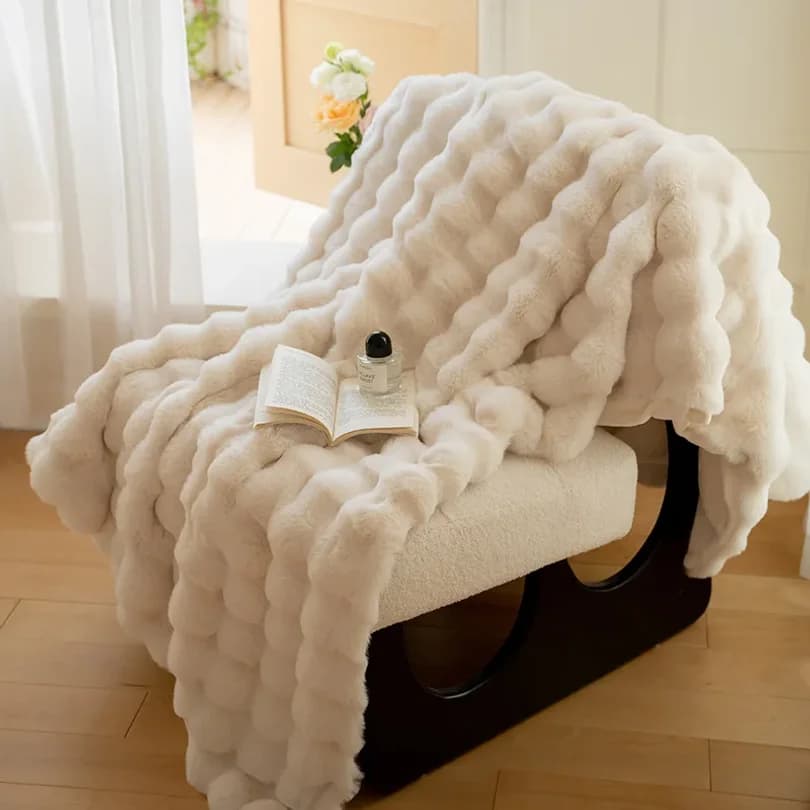 Nuovo set di coperte calde in peluche imitazione coniglio o solo coperte per l'autunno inverno morbide e soffici coperte per divano a sdraio