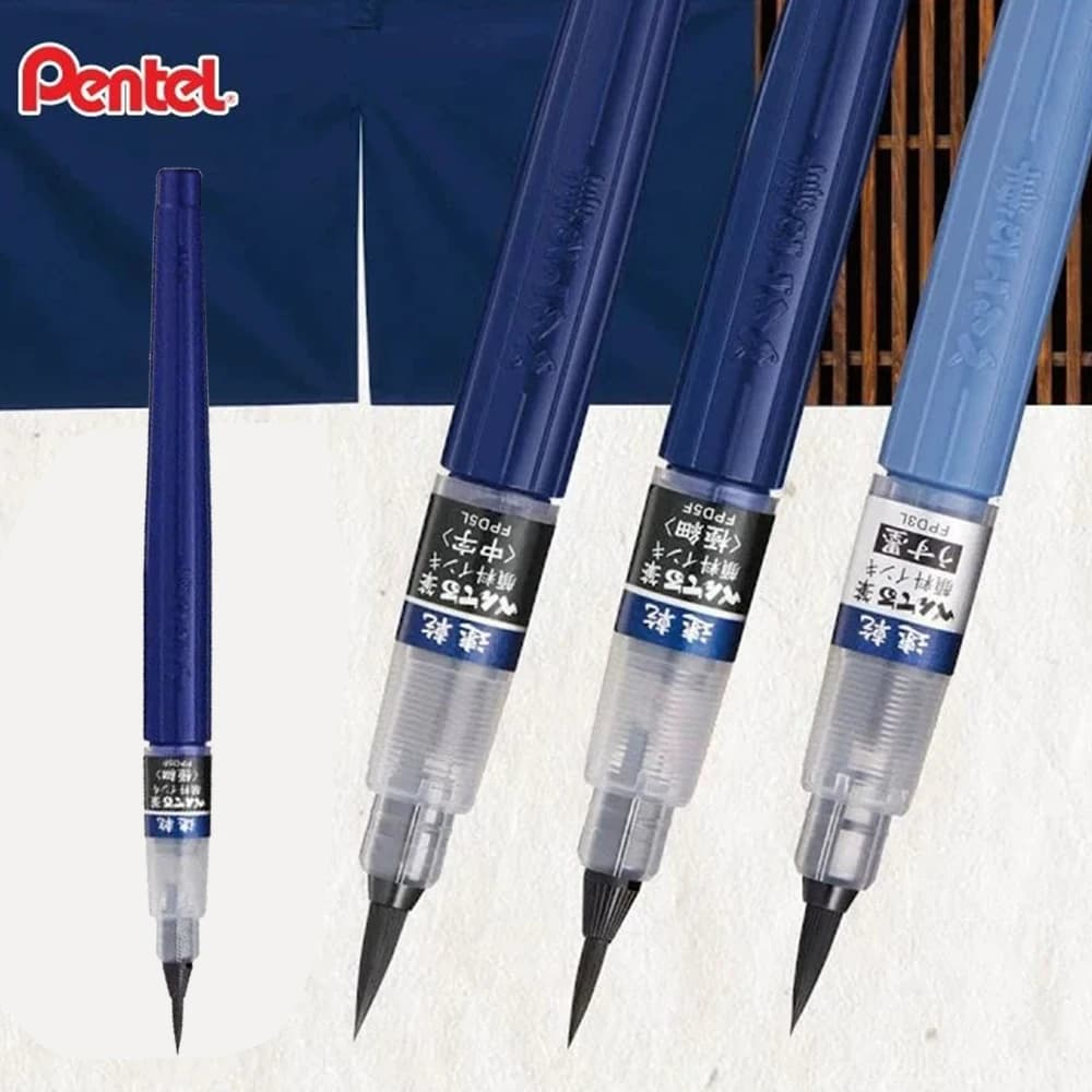 Japan Pentel Quick Drying Calligraphy Brush Pen Waterproof Black Ink Bladder Markers XFPD Replaceable Ink Bag Art Supplies
