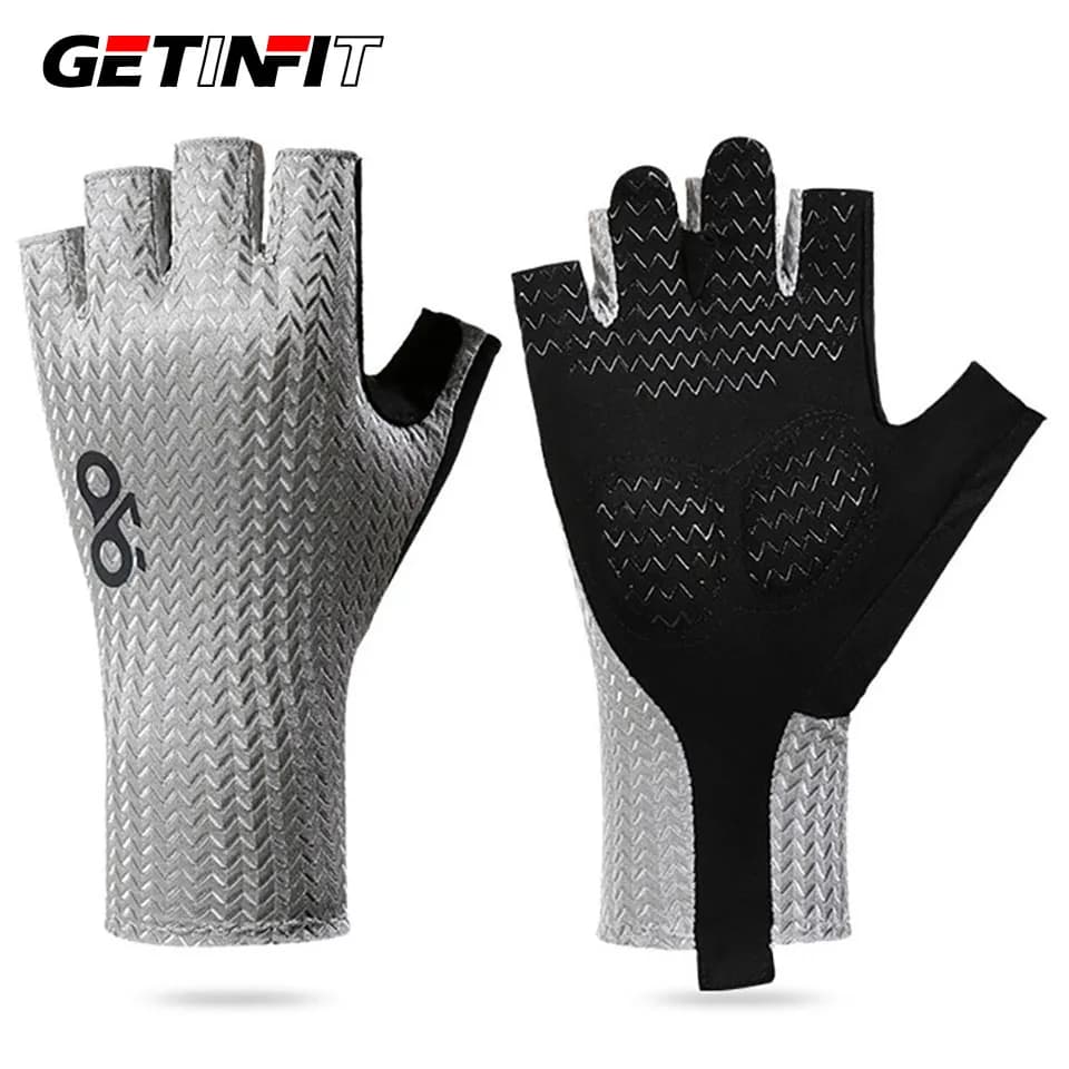 GETINFIT 1 pair of half fingers breathable gloves, outdoor sport fishing gloves, shockproof and wear-resistant cycling gloves