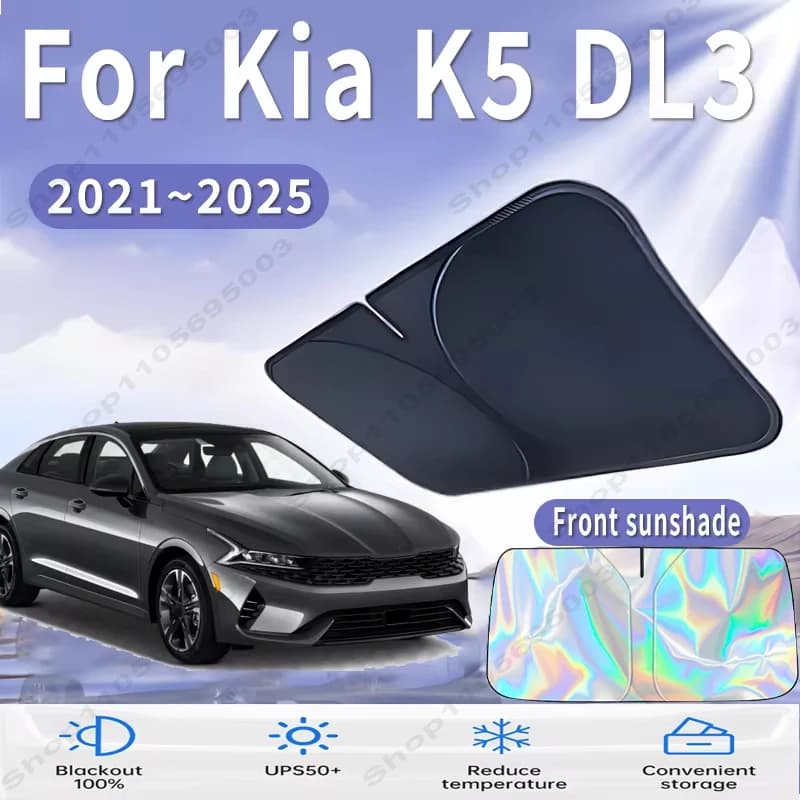 Front Windshield Sun Shade For Kia K5 DL3 2021~2025 Custom Fit Foldable UV Reflective Sun Heat Protection Car Interior 2022 2023