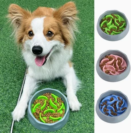 Ciotola portatile in silicone ecologica per animali domestici, anti-soffocamento e anti-ribaltamento, ciotola multifunzionale per alimentazione lenta, adatta a cani e gatti