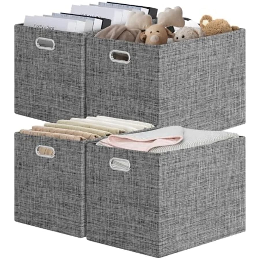 Contenitori Cubo per Organizzazione 38,5x31x30,5 cm, Organizer Decorativo in Tessuto per Armadio IKEA Kallax, Set da 4 Grandi Contenitori Pieghevoli in Tessuto