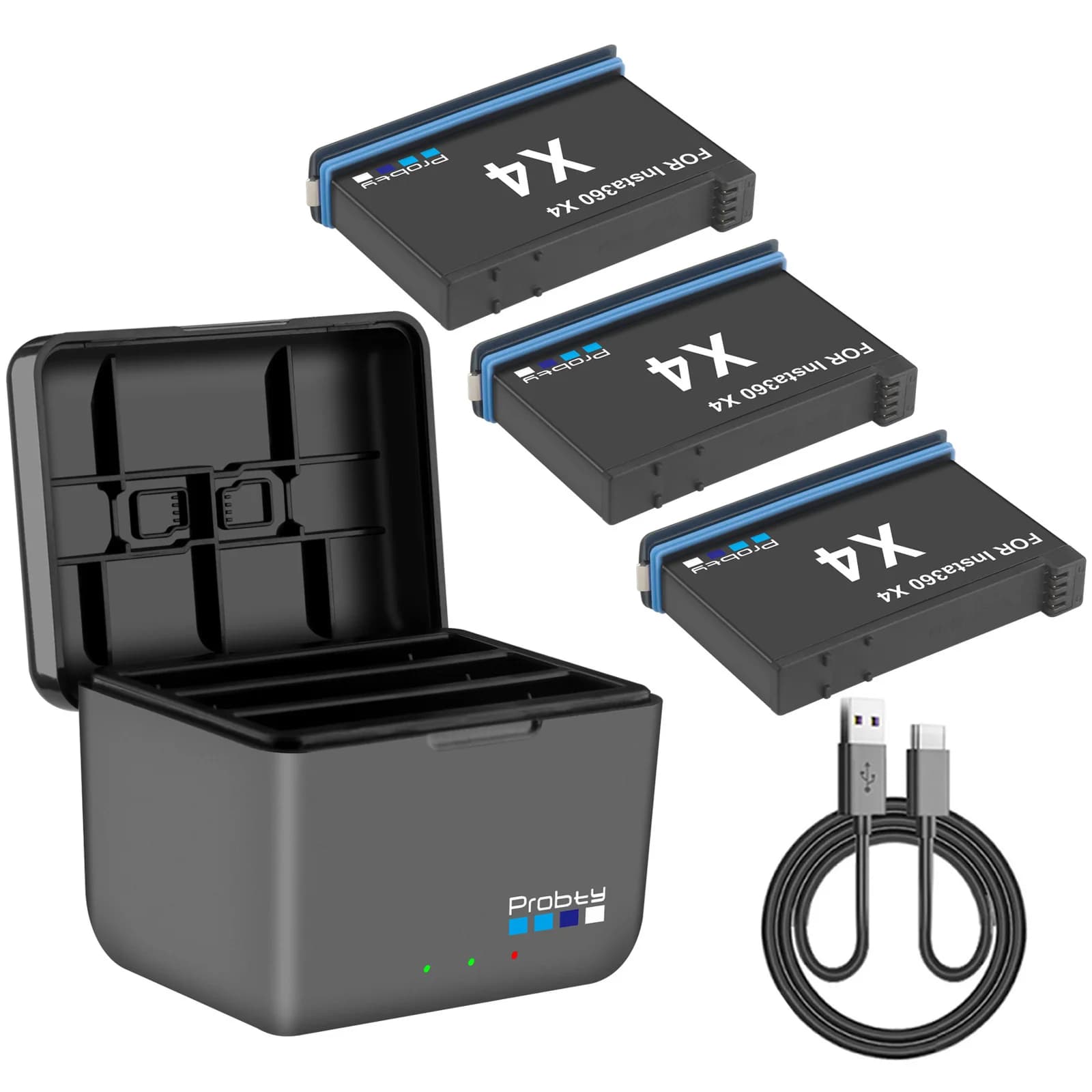 For Insta360 X4 Rechargeable Battery or Quick Charger 3 Slots and SD Card Slots Mix for Insta 360 ONE X 4 Battery Accessories