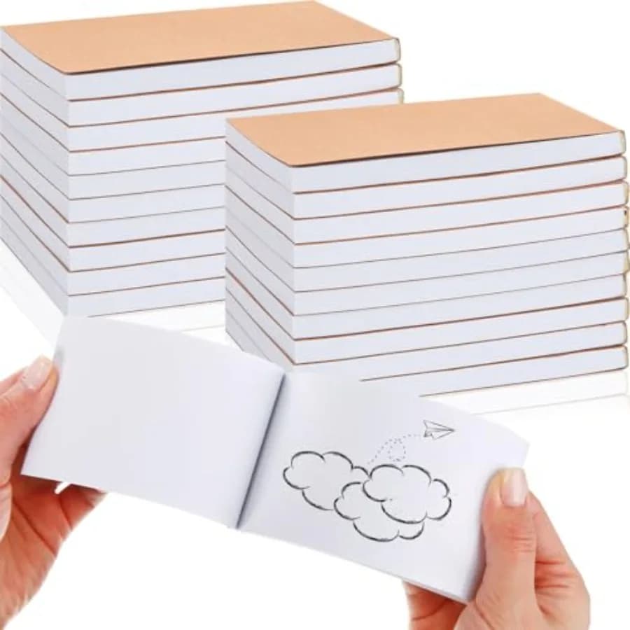 100 Pcs Blank Flip Books Bulk 4.5 x 2.5 Inch Flip Book Paper Animation Flipbook Mini Sketch Pad Kit for Students Drawing Sketch
