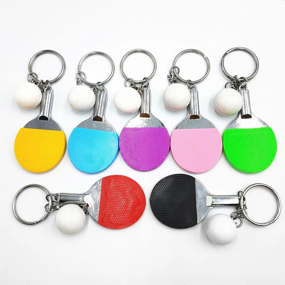 for Boys Mini 7 Color Tennis Ball Pendant Bowling Table Tennis Racket Table Tennis Keychain Ping Pong Key Ring Sports Keyring
