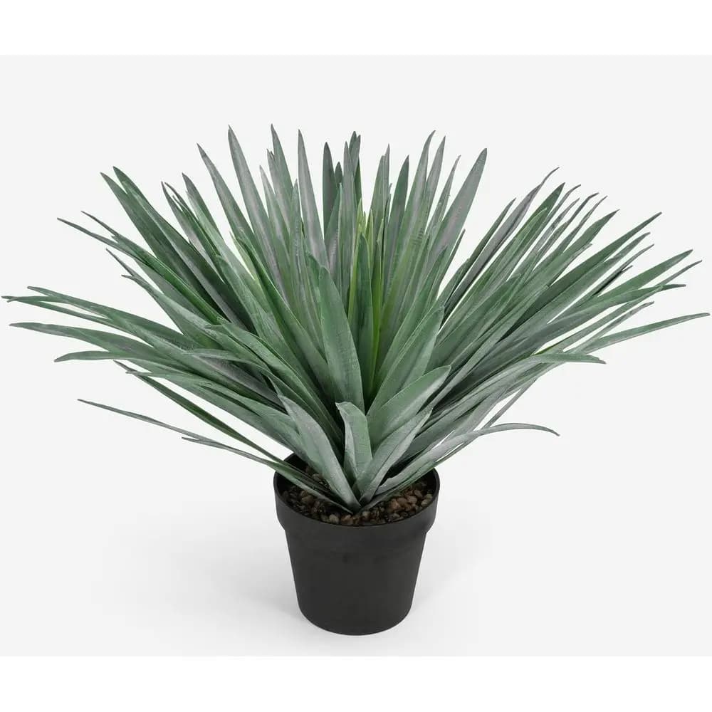 Artificial Agave Plant High 27 Inch in Black Vase with 126 Realistic Leaves, Suitable for Internal and External Use