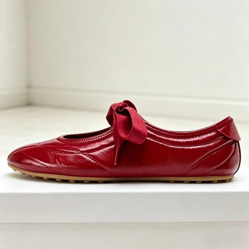 Ballerine con Fiocco a Farfalla e Lacci, Scarpe Casual da Donna con Punta Tonda, Scarpe Mary Jane di Marca, Leggere e alla Moda, Scarpe Sportive da Balletto