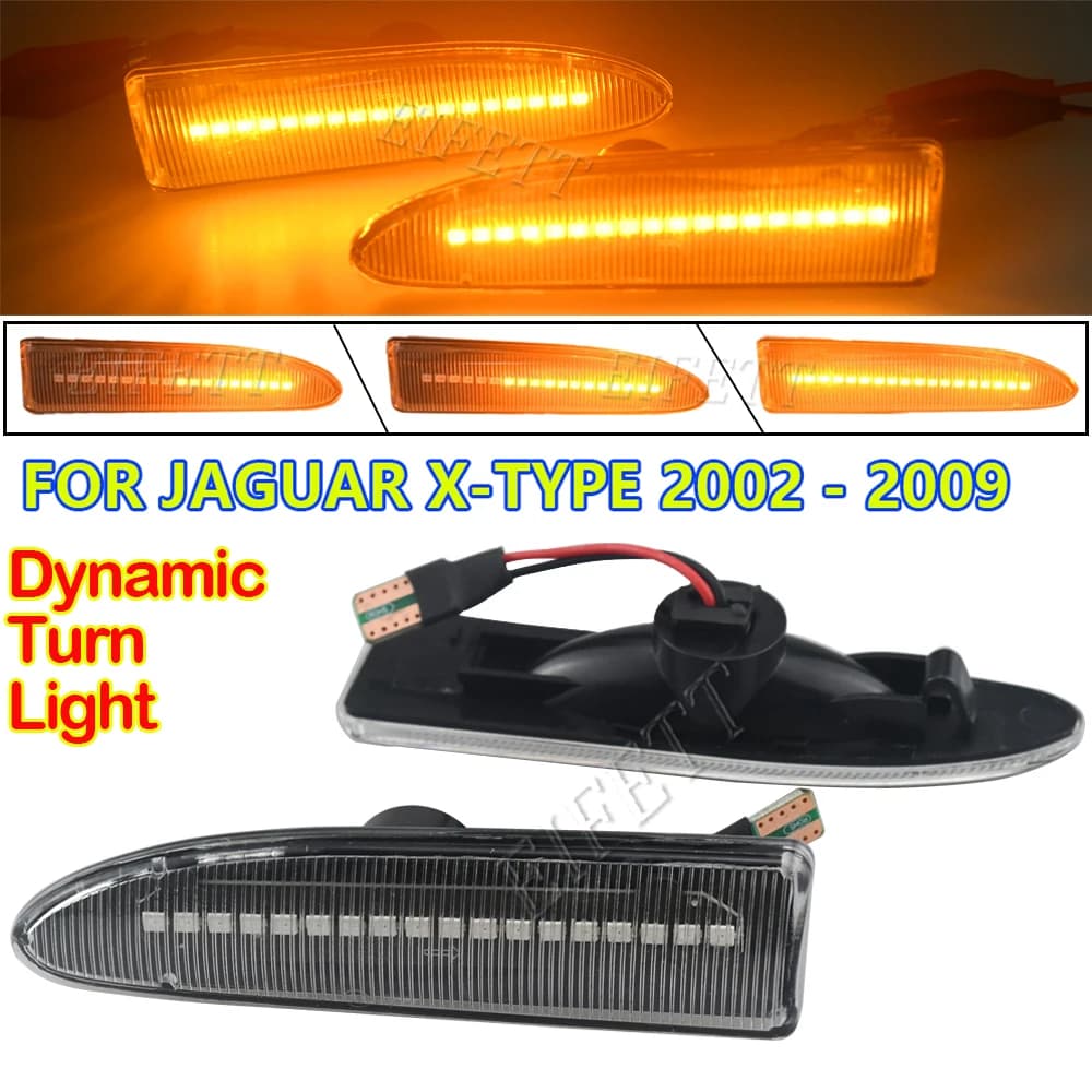 2X Indicatori Laterali LED Dinamici per Auto, Luci di Direzione a Freccia, Lampade Indicatrici per JAGUAR X-TYPE 2002 2003 2004 2005-2009