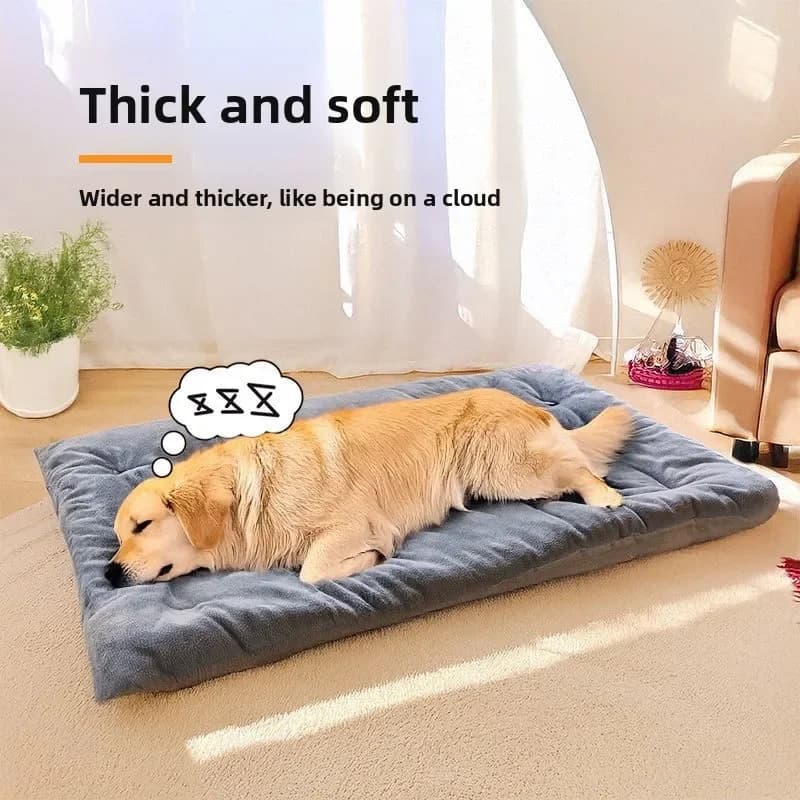 Calming Fluffy Dog Bed Large Pet Sleeping Mat Plush Warm Anti Anxiety Crate Pad Washable Cushion For Golden Retriever Puppy Cat