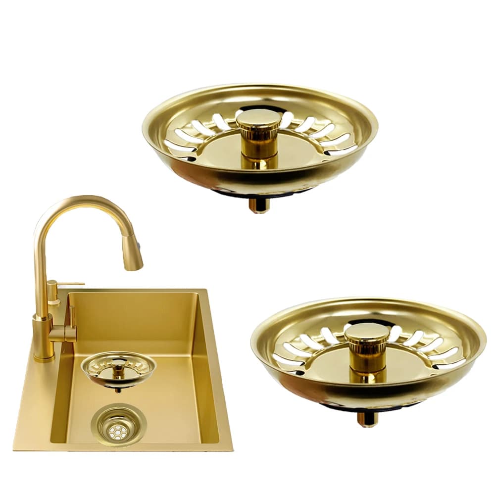 Accessorio per filtro per cestello di scarico per lavello da cucina dorato di alta qualità 304SS Sostituzione durevole del kit di ciotole per rifiuti da cucina