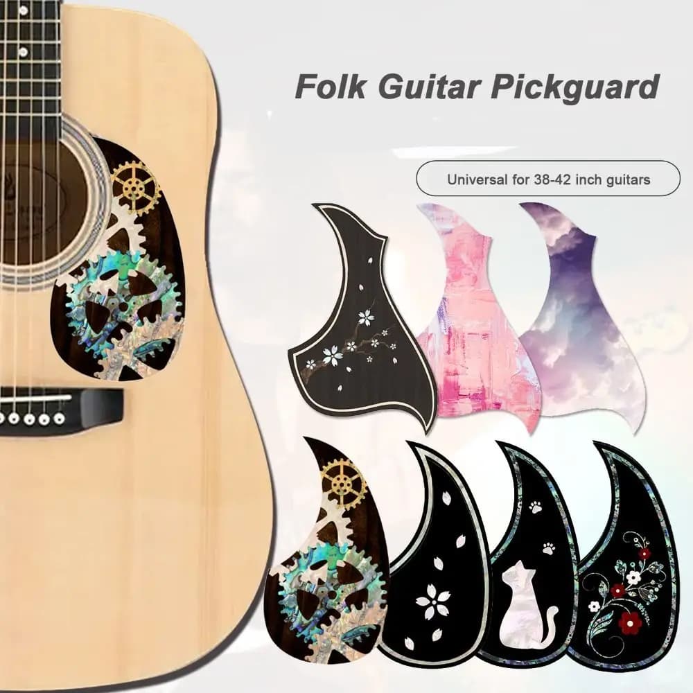 Battipenna autoadesivo per chitarra folk, a goccia, in PVC, con motivo stampato, accessori per chitarra, piastra antigraffio