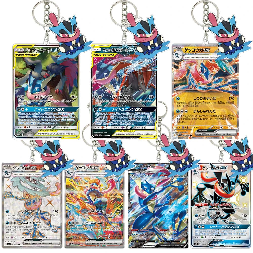 Portachiavi in Acrilico Greninja, Collezione di Carte TAG TEAM GX, Ciondolo per Borsa, Portachiavi Bifacciale, Accessori, Regalo per Studenti e Ragazzi
