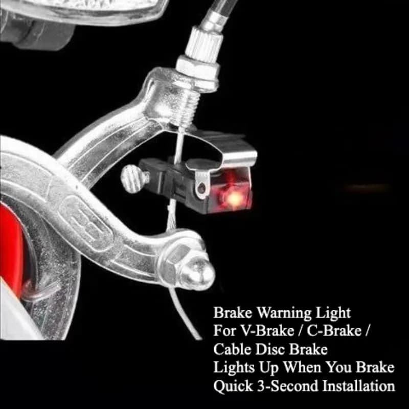 LED Bicycle Brake Tail Light, V-Brake Warning Rear Light for Mountain Road Folding Bike Night Riding