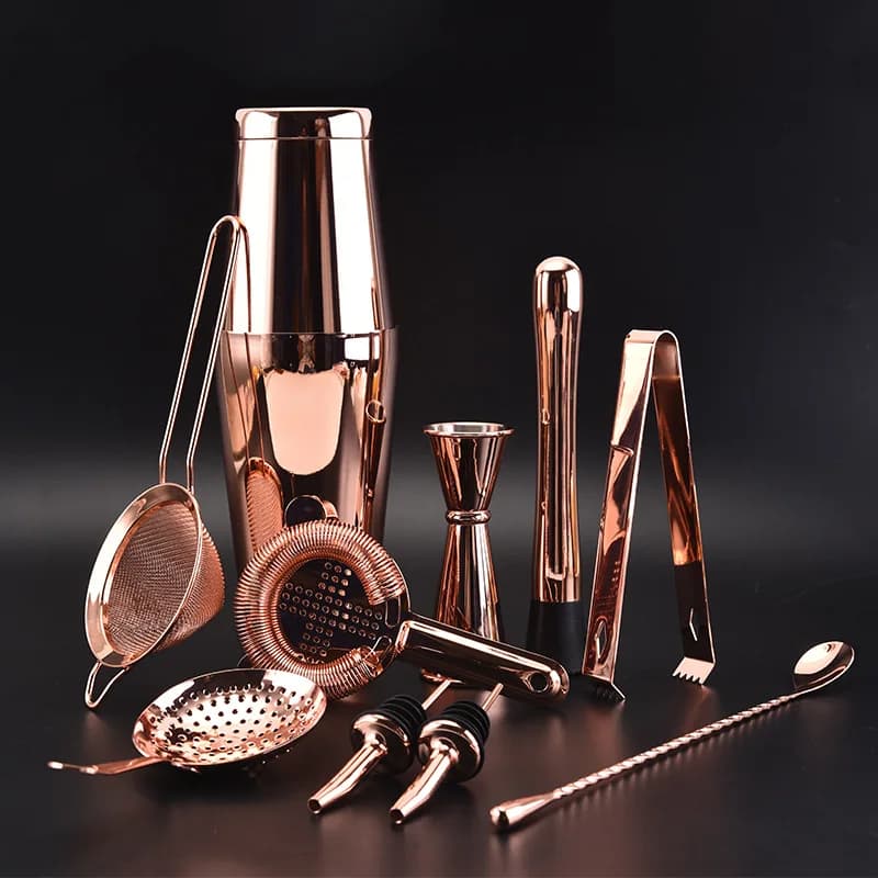 12 pz/set Cocktail In Acciaio Inox Shaker Ice Tong Mixer Drink Boston Barista Browser Kit Bar Set Professionale Barista Strumento