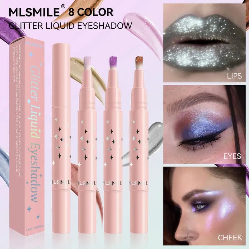 MLSMILE Setole Glitter Ombretto liquido Pennello Crema Shimmer Evidenziatore Gel per trucco Viso Corpo Illumina Contorno naturale