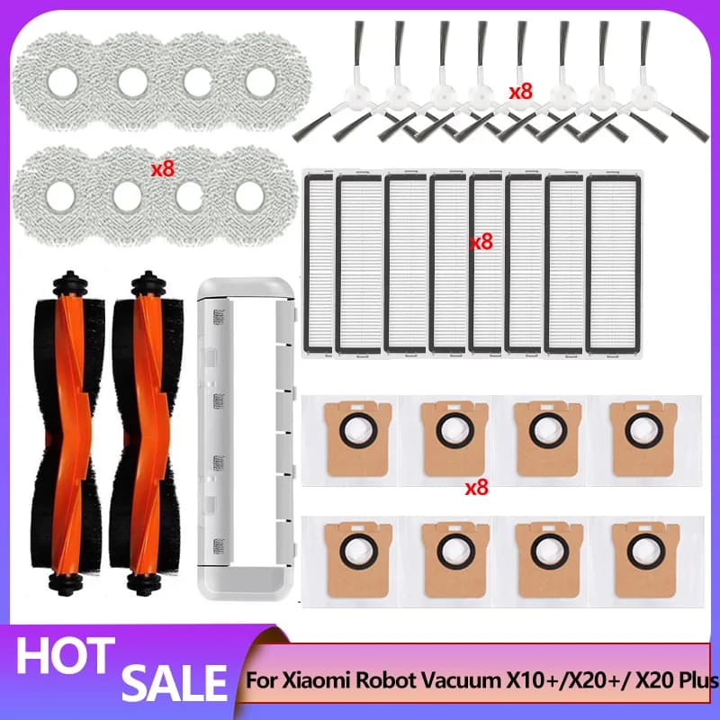 Per Xiaomi Robot Aspirapolvere X20 Plus/X20+/X10+ / X10 Plus Pezzi di ricambio Accessori Spazzola laterale principale Mop Panno Sacchetto per la polvere Filtro
