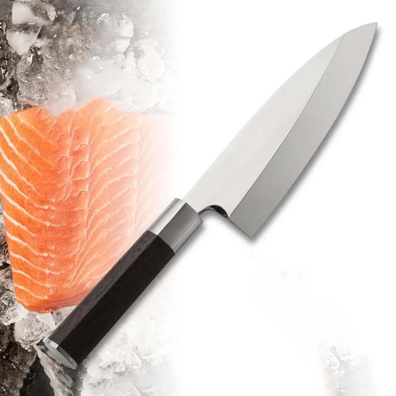 8.3 Inch Deba Knife Single-edged Blade Wenge Handle Cleaver Sashimi Slicing Sushi Chopper Fish Handmade Forged Kitchen Knife