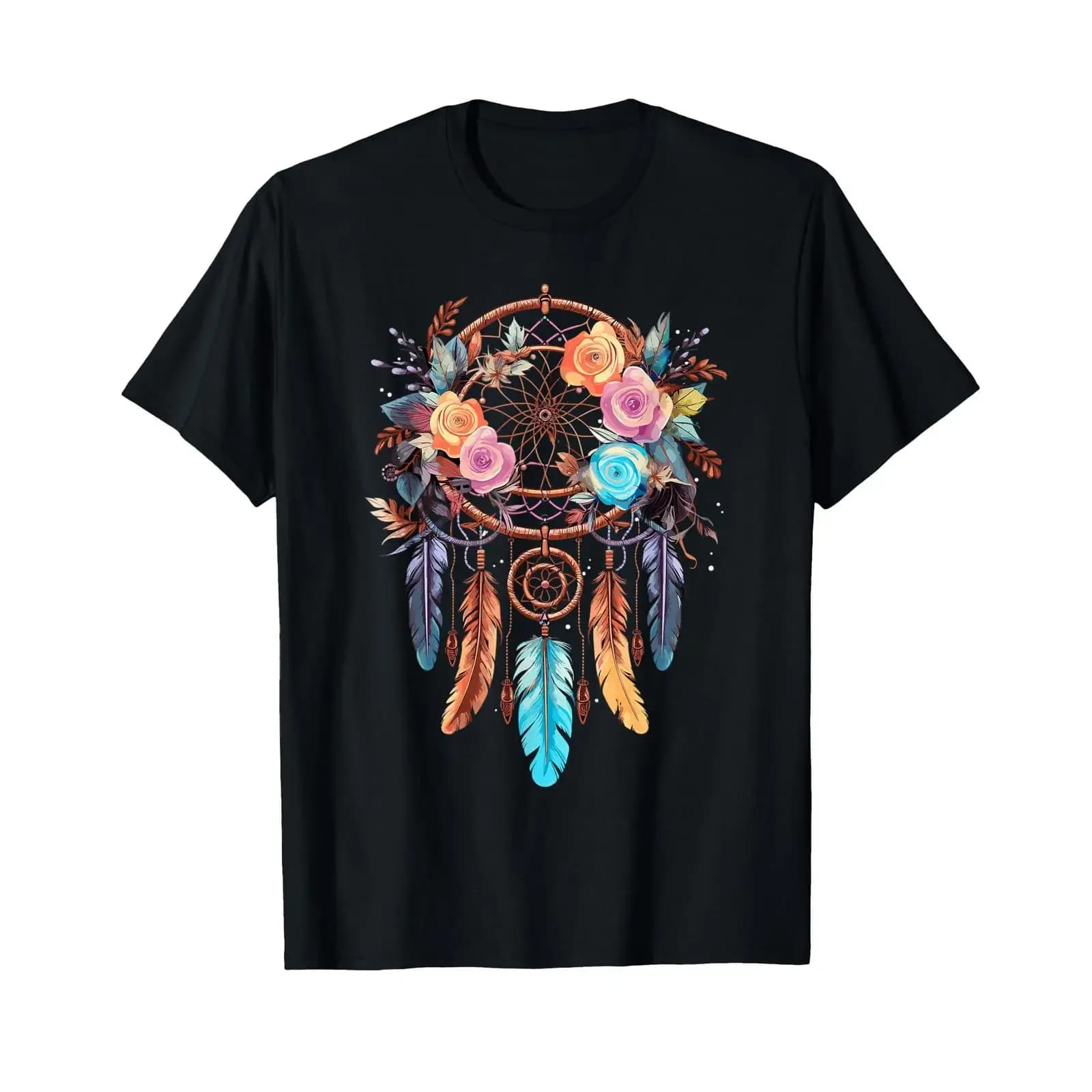 Boho Dream Catcher T Shirt vintage Washed Versatile homme fashion streetwear Stretched Slightly Top For Everyday Wear