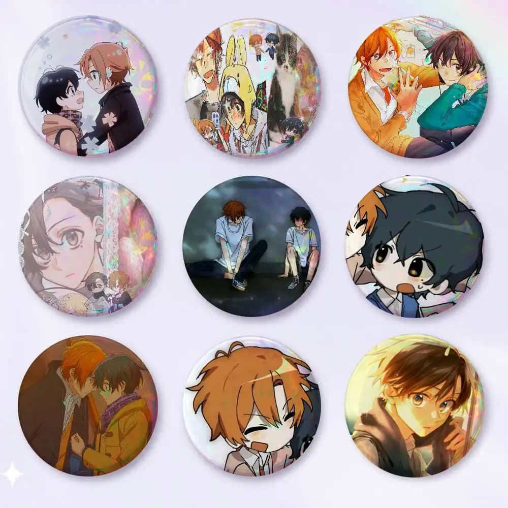A-SASAKI And MIYANO Snap-in Pins Cartoon Character Round Creative Brooches For Backpack Accessories Jewelry Gifts