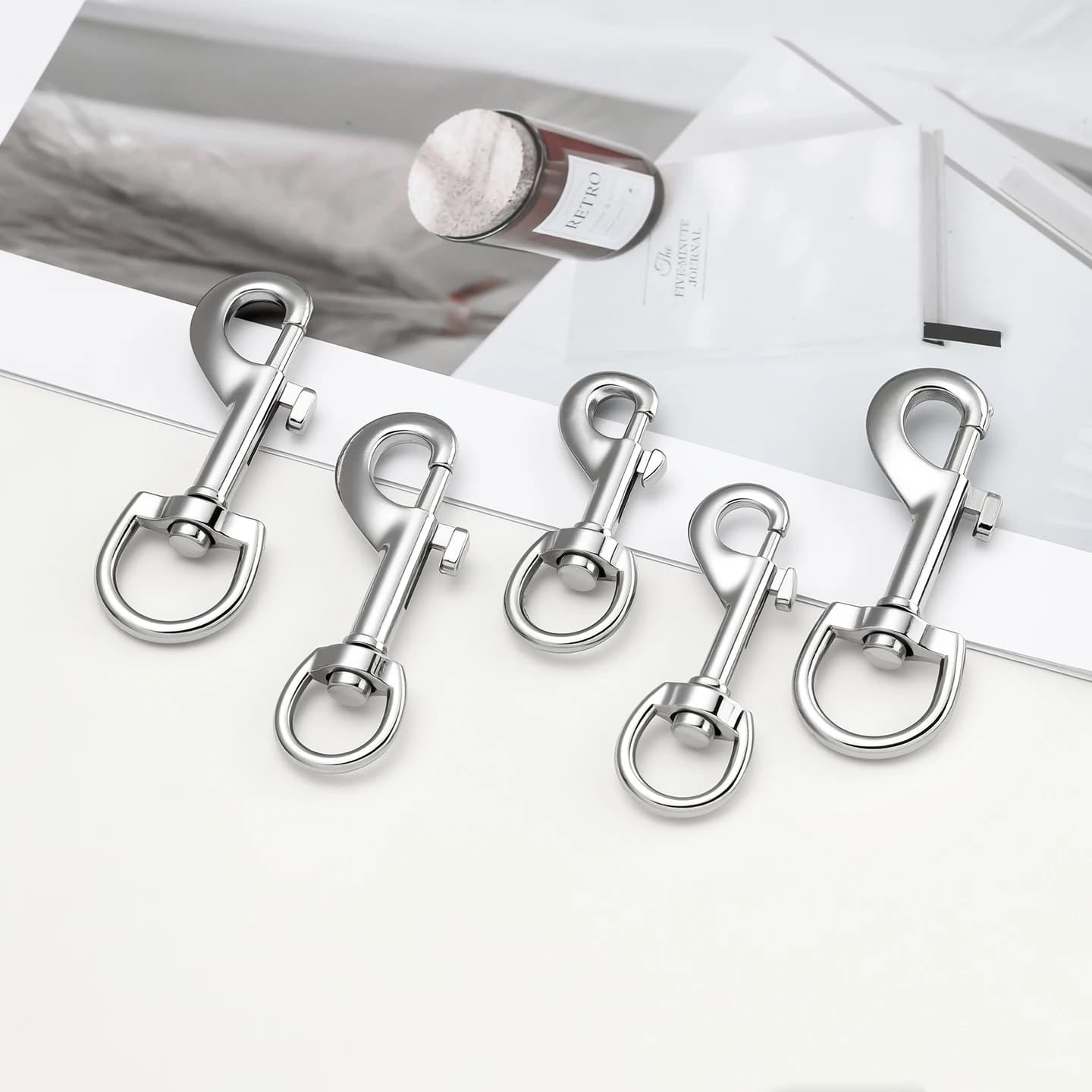 1Pc 45-80mm 304 Stainless Steel Swivel Snap Hook Metal Clasp for Dog Leash Strap Keychain Bag Rope Hardware Accessory Clip