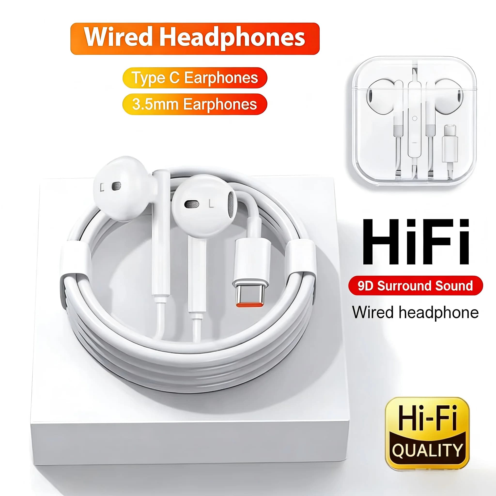 Cuffie Cablate Type C per Xiaomi 17 15 14 13 12 11 Pro Ultra Lite, Auricolari da 3,5 mm per POCO Huawei Samsung, Accessori per Auricolari