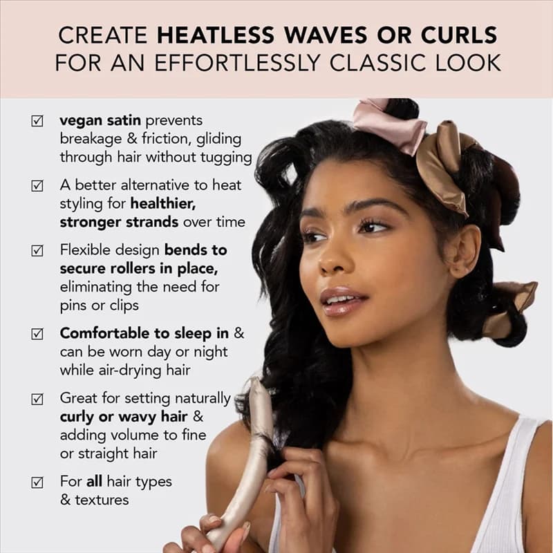 B64B-6-Color Set of iron curling hair rubber Instrument for curling the canned hair used for sleeping No heat No damage to hair Large wavy hair