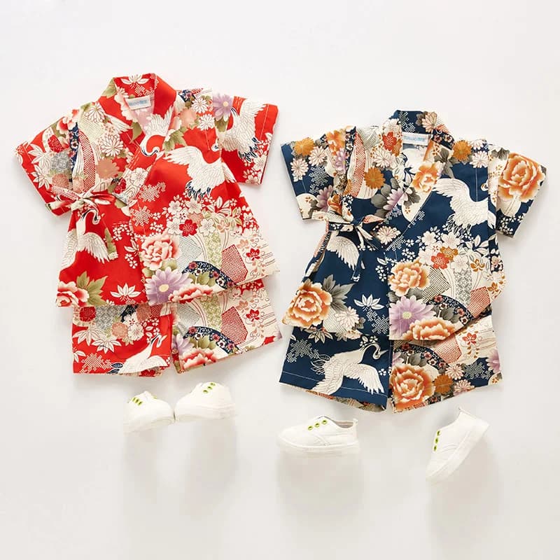 Abbigliamento Estivo per Bambini Yukata, Kimono Giapponese per Ragazze e Ragazzi, Vestito per Neonati, Costume Yukata per Bambini, Kimono Tradizionale, Pigiama in Cotone Z957