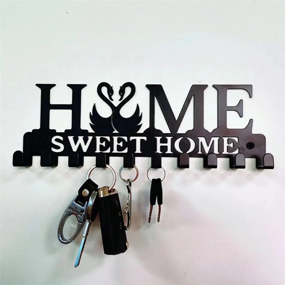 Ganci da parete Black Swan Home, appendiabiti resistente, portachiavi, porta asciugamani, organizer per ingresso, decorazione in metallo nero