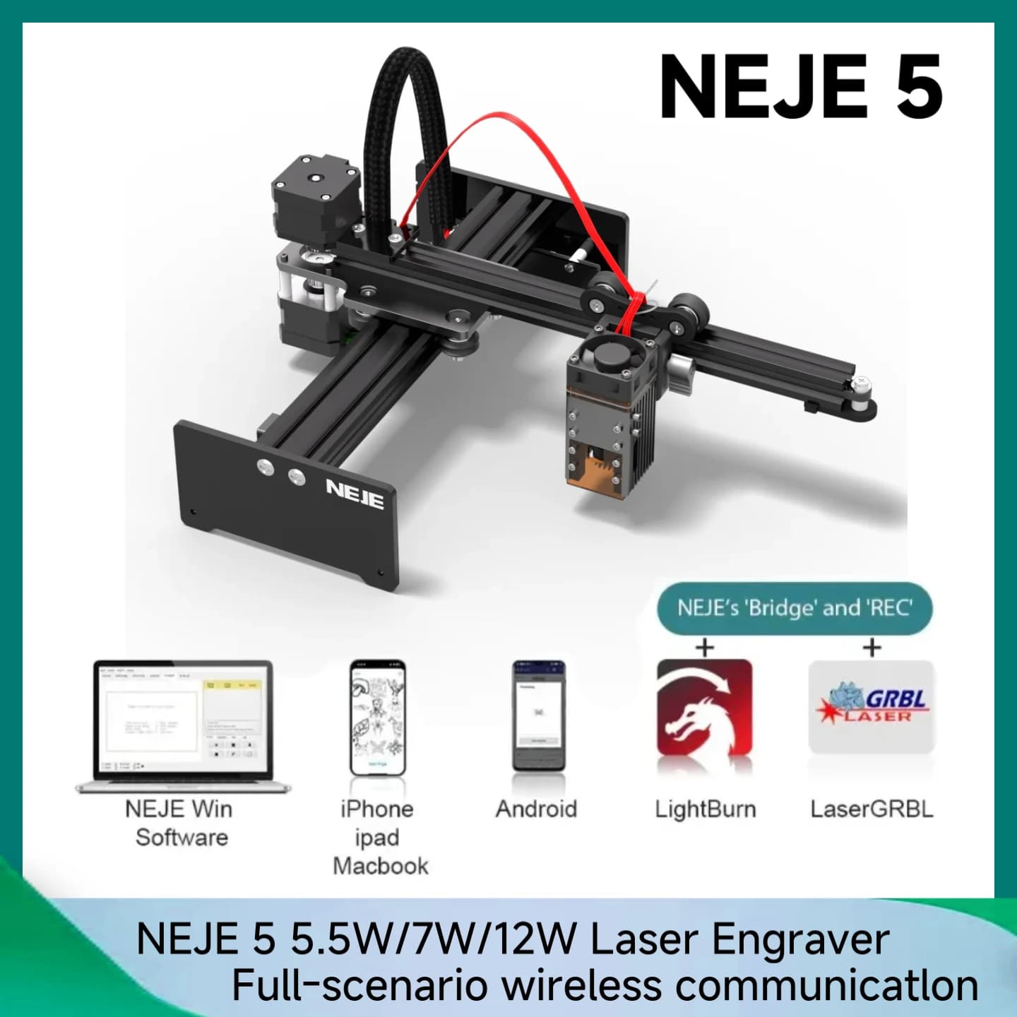 NEJE 5 A40640/E40/E30/A40630/N30820 Incisore e taglierina laser wireless | Controllo APP Bluetooth | Per legno, pelle, acrilico