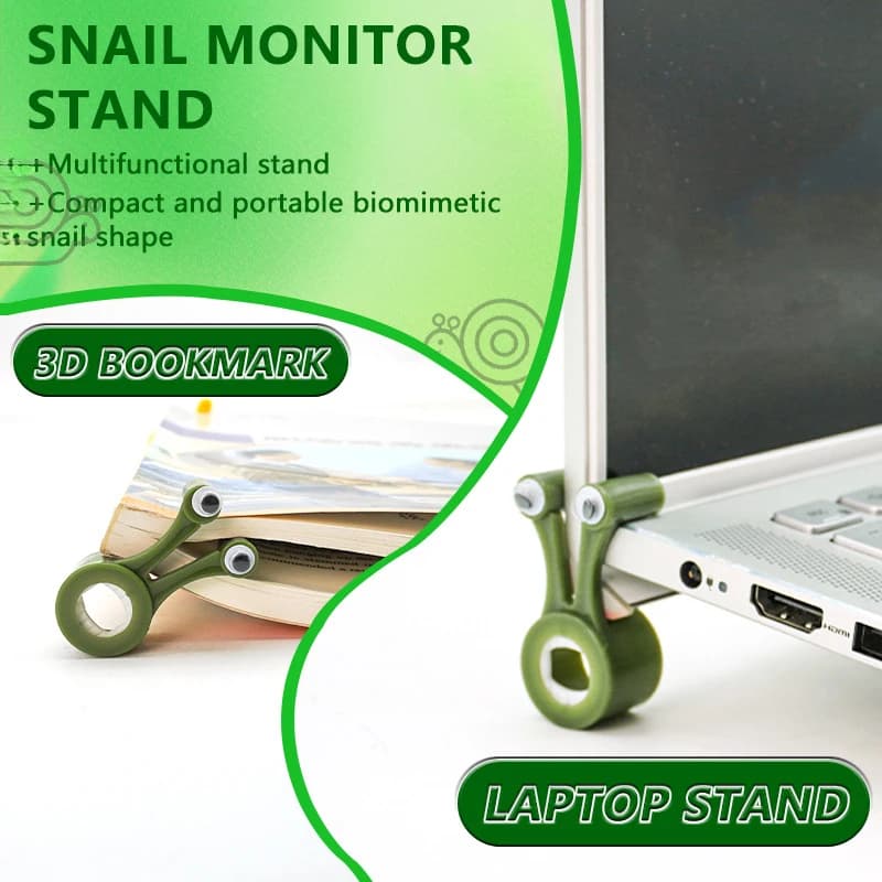 Scaffale portaoggetti multifunzionale, supporto per monitor a forma di chiocciola, supporto di raffreddamento per laptop, supporto per girare pagina, compatto e portatile