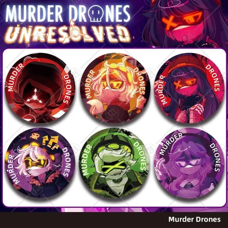 Murder Drones Cute Cartoon Anime Fan Merch Button Badge Decorative Metal Brooch Pin Collectible Hanging Ornament for Clothing