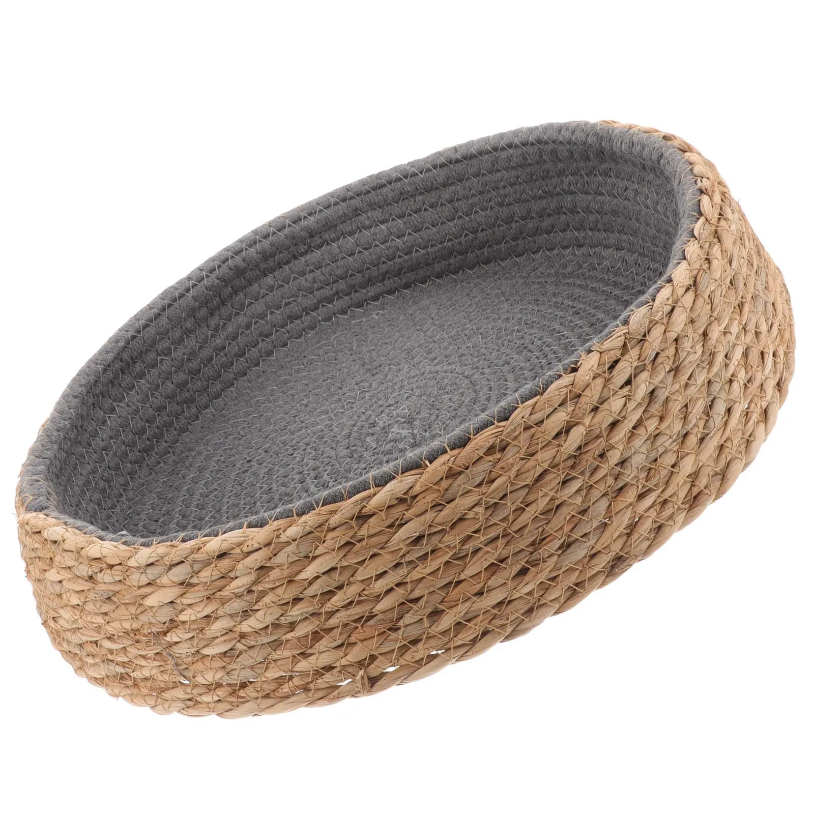 Cuccia Rotonda Intrecciata per Gatti e Cani di Piccola Taglia, Nido in Erba Naturale, Comoda, Traspirante, Calda e Accogliente