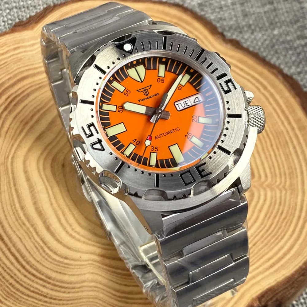 Orange Monster Watch Diver 200m Orologio meccanico impermeabile da uomo AR Sapphire SEIK NH36AA Bracciale in acciaio Rejor Regalo di compleanno