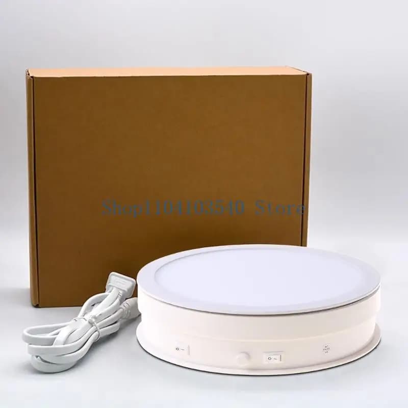 02DC Rotating Display Stand LED Light Motorized Turntable Low Noise Revolving Base for Photography Products and Shows