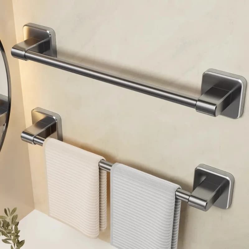 Alta qualità per portaoggetti da bagno Portasciugamani da bagno con barra orizzontale Portasciugamani da parete con ventosa non perforata