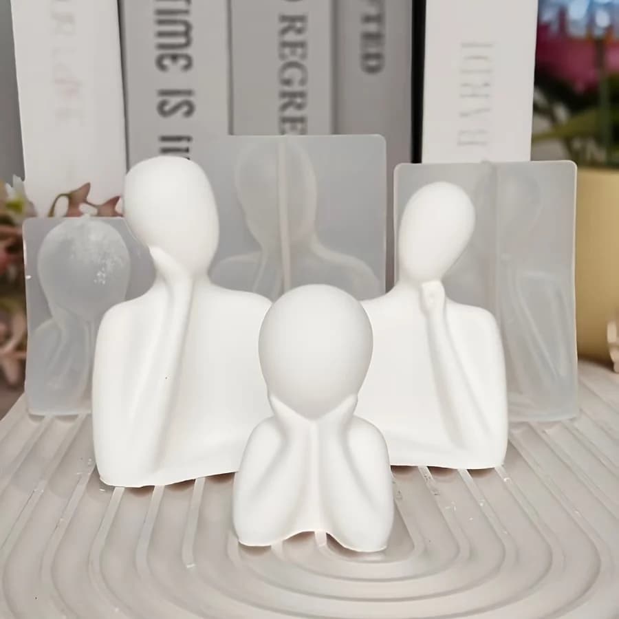 Stampi in Silicone per Candele Fai-da-Te con Ritratti di Madre, Padre e Figlio, Statue 3D Astratte di Famiglia, Stampi per Gesso, Resina, Cemento e Sapone Fatto a Mano