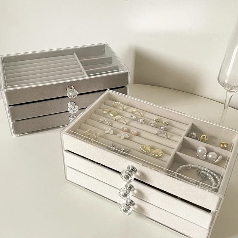 Luxurious multilayer antioxidant jewelry box, earring, necklace, bracelet, storage box, velvet material, luxury style