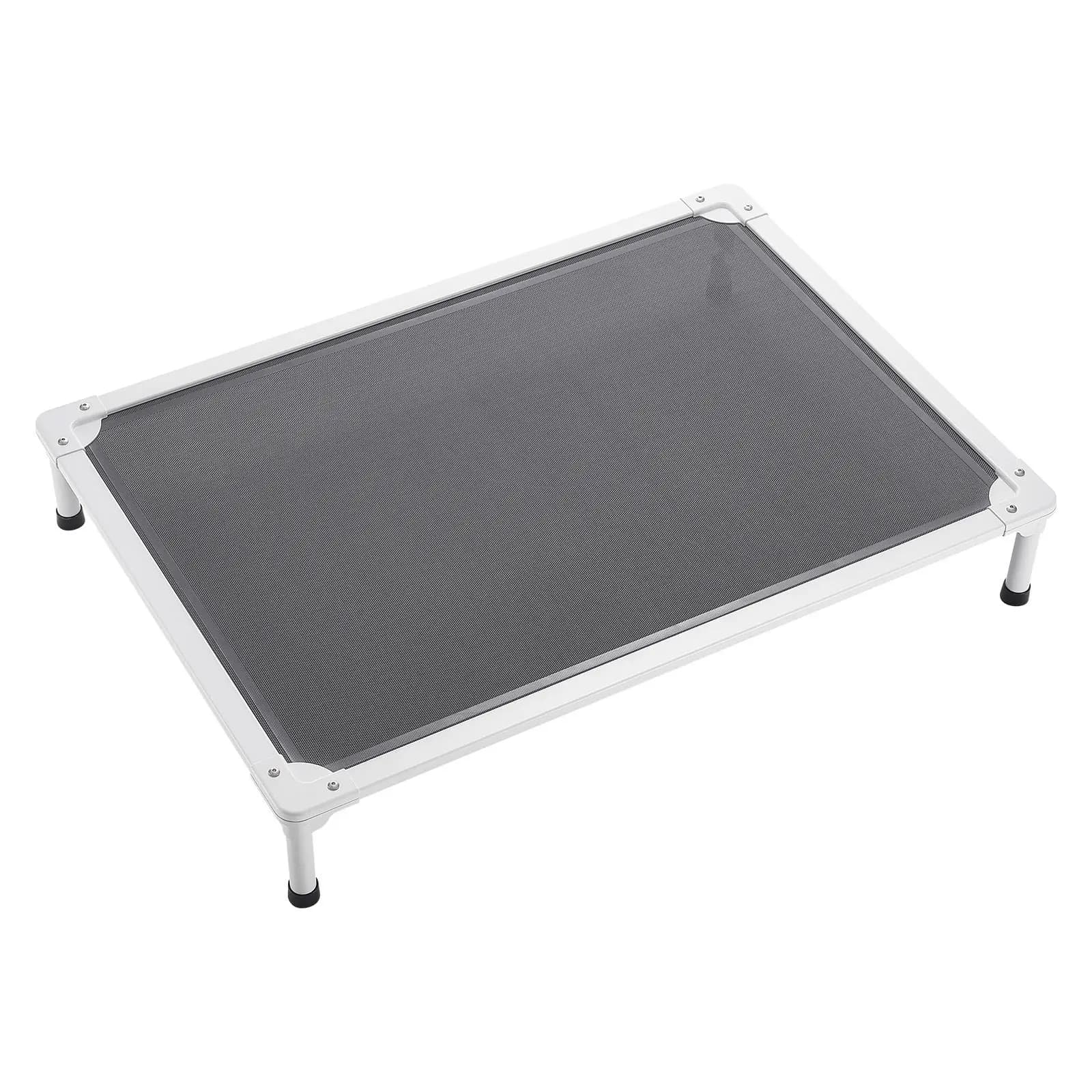 Elevated Dog Bed for Large Dogs, Portable Raised Dog Cot with Aluminum Tube Metal Frame and Breathable Textilene Mesh, Indoor & Outdoor Pet Cooling Raised Hammock Bed, L, Gray