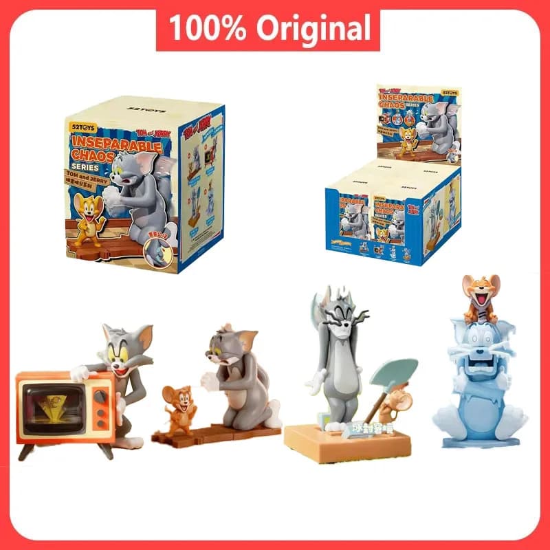 Tom and Jerry: Blind Box with Charge Movement, Statuette Anime Kawaii, Surprise Toy Tom and Jerry, Birthday Gift for Children