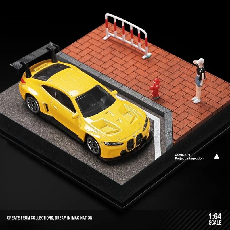 Scena in miniatura di pavimentazione stradale per modello di auto 1:64 con scatola di visualizzazione per auto antipolvere in acrilico Collezione di ornamenti Decorazioni per la casa